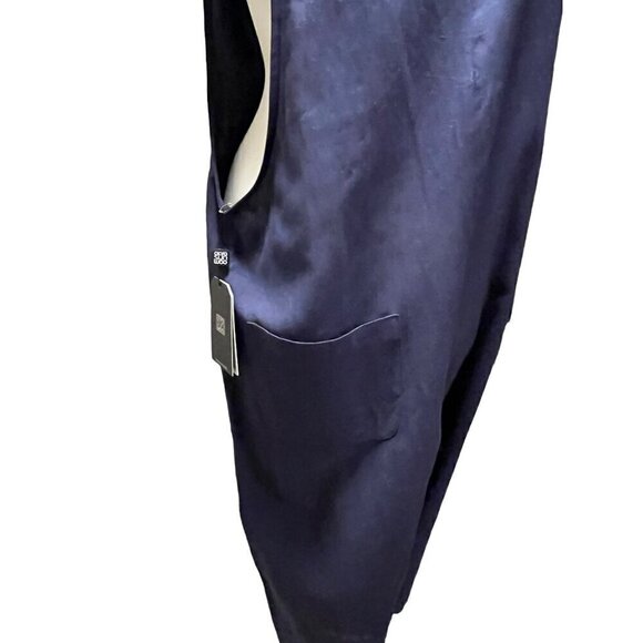 linen bib overalls in blue by Clara sun woo - Picture 10 of 14